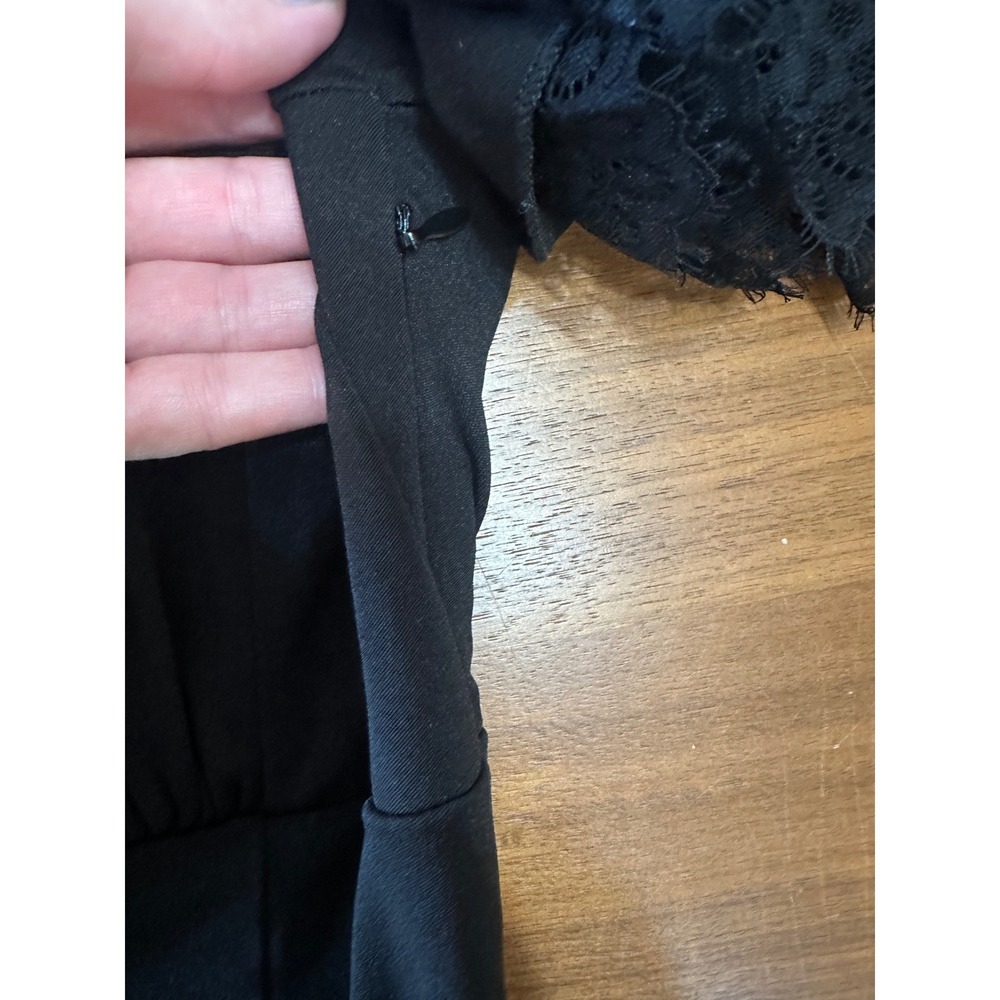Scarlet Darkness Puff Sleeve Bodycon Dress Medium  Black Lace Trim Gothic Retro - Picture 9 of 12
